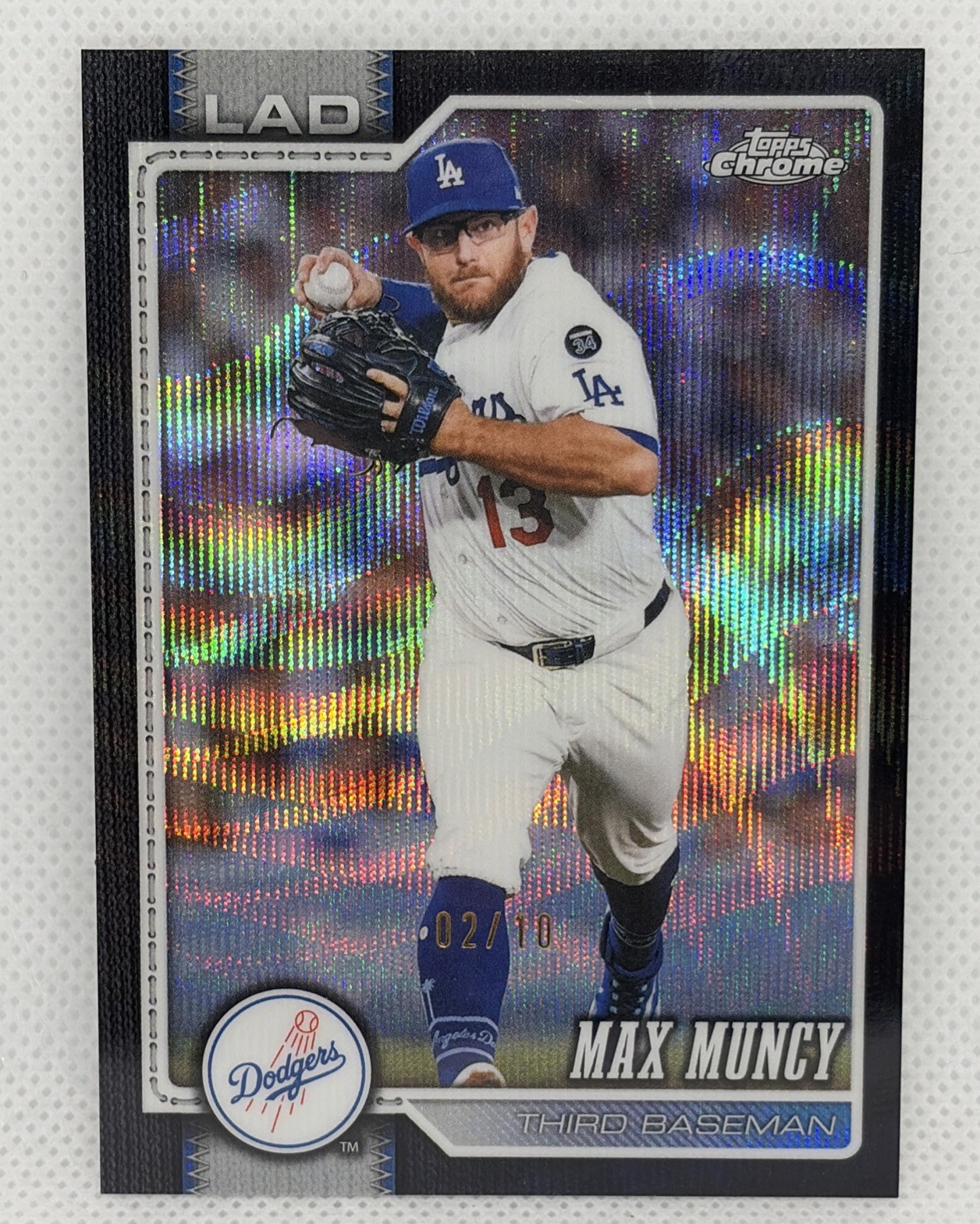 2026 Topps Chrome Back Wave Refractor Max Muncy #d 2/10— Los Angeles Dodgers