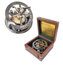 - 5 inches Large Sundial Compass in Rosewood Case Top Grade Calibrated
