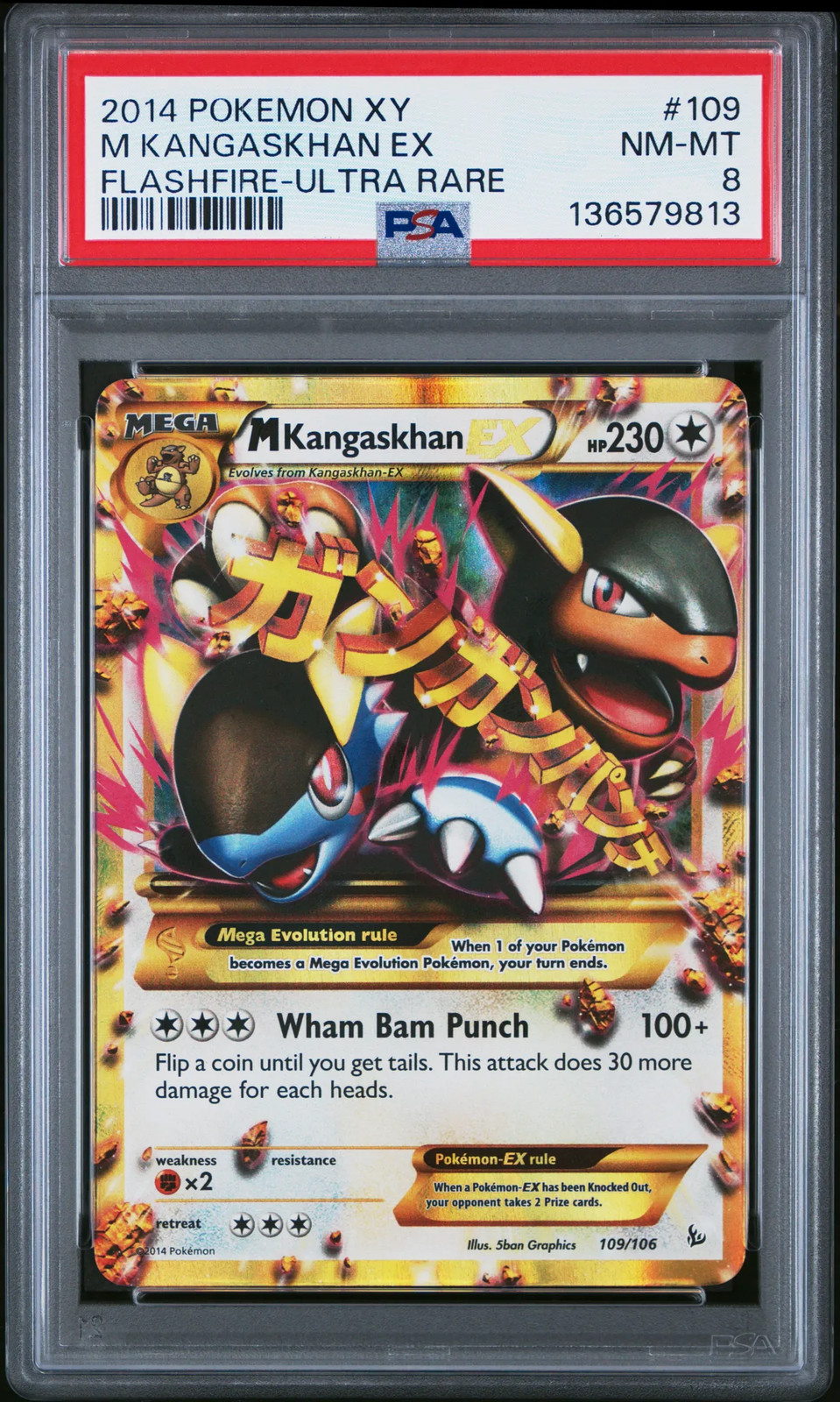M Kangaskhan EX #109 2014 Pokemon Xy Flashfire PSA 8