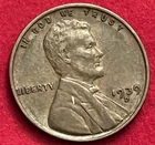 1939-D Lincoln Wheat Cent VF Details Scratch Original Brown Coin JC1183