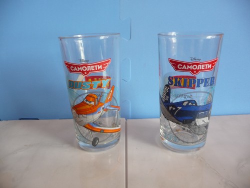 2x Planes glasses Dusty Skipper Disney collectible BergHoff Billa used rare - Imagen 1 de 6