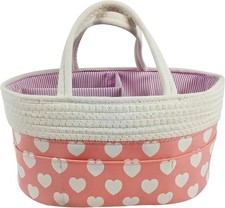 Best Pink Diaper Caddy Organizer for Baby Girl-Large Portable Basket Changing