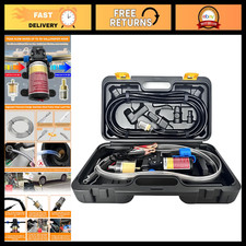 12V Electric Fuel Transfer Pump Set - Gasoline Pump, 85 GPH Flow Rate, Portable