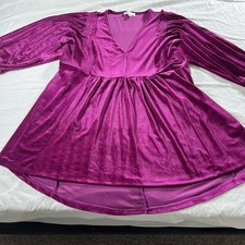 Umgee  Plus Women  s Velour Purple Baby Doll Blouse Size 1XL
