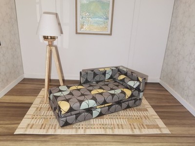 Dolls House Chaise Longue in Grey Geo Print | 1:12th Scale | Handmade