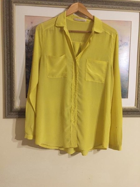 Women Custommade Shirt Yellow Silk 40 / L / 48