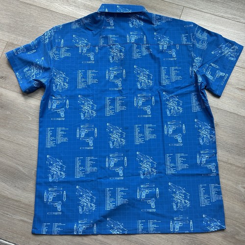 Retro Rifle The Blueprint Shirt Mens XXL Blue Button Up Print Stretch NWOT - Picture 6 of 10