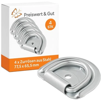 PREISWERT&GUT 4x Zurrmulde 76x66mm Zurröse Stahl Zurrbügel Anhänger LKW Ladungssicherung