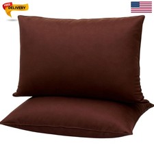 Flat Ultra Thin Bed Pillows Standard/Queen Size Pillow Set of 2 Extra Soft Do...