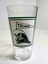 University Of Tulane Green Wave Logo Beer Pint Glass 6”