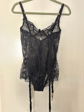 New La Perla Elegant Black Lace Bodysuit with garters