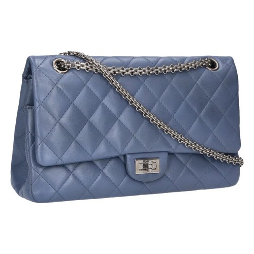 CHANEL 2.55 Lambskin W Flap Chain Shoulder Bag (Blue Silver) 103062 BS99 Accesso