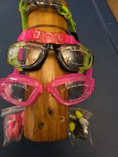 2 New Adult Swim Swimming Goggles Anti Fog UV Protection Ear Plugs Nose Clip