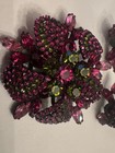 Vintage  Vendome With Pink Magenta Green Rhinestone Brooch& Earrings Set — photo 3