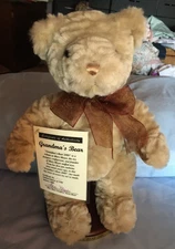 Grandma's Bear 2000, 12" Ltd ED, wood stand, COA, Mary Meyer, beige plush