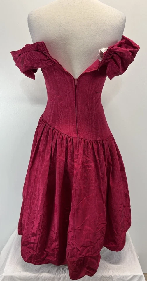 Vestido de Fiesta Jessica McClintock Para Gunne Sax De Colección Talla 9 10 Rojo Midi Años 80 90 Foto 3 de 4