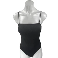 Zara Women's Black Rib Knit Sleeveless Cami Camisole Bodysuit Tank Top Size M