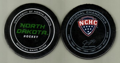 NORTH DAKOTA HOCKEY FIGHTING HAWKS 2017-2021 NCHC OFFICIAL GAME PUCK  #A4_#2L
