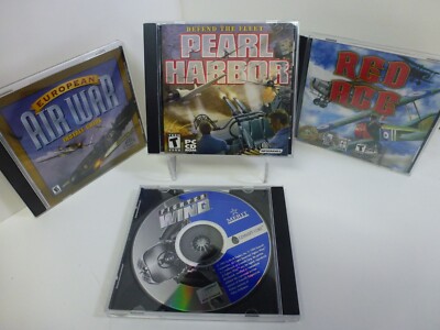 Lot of 4 PC CD-ROM Aerial Com at Flight Simulator Games, Red Ace, Pearl Harbor
