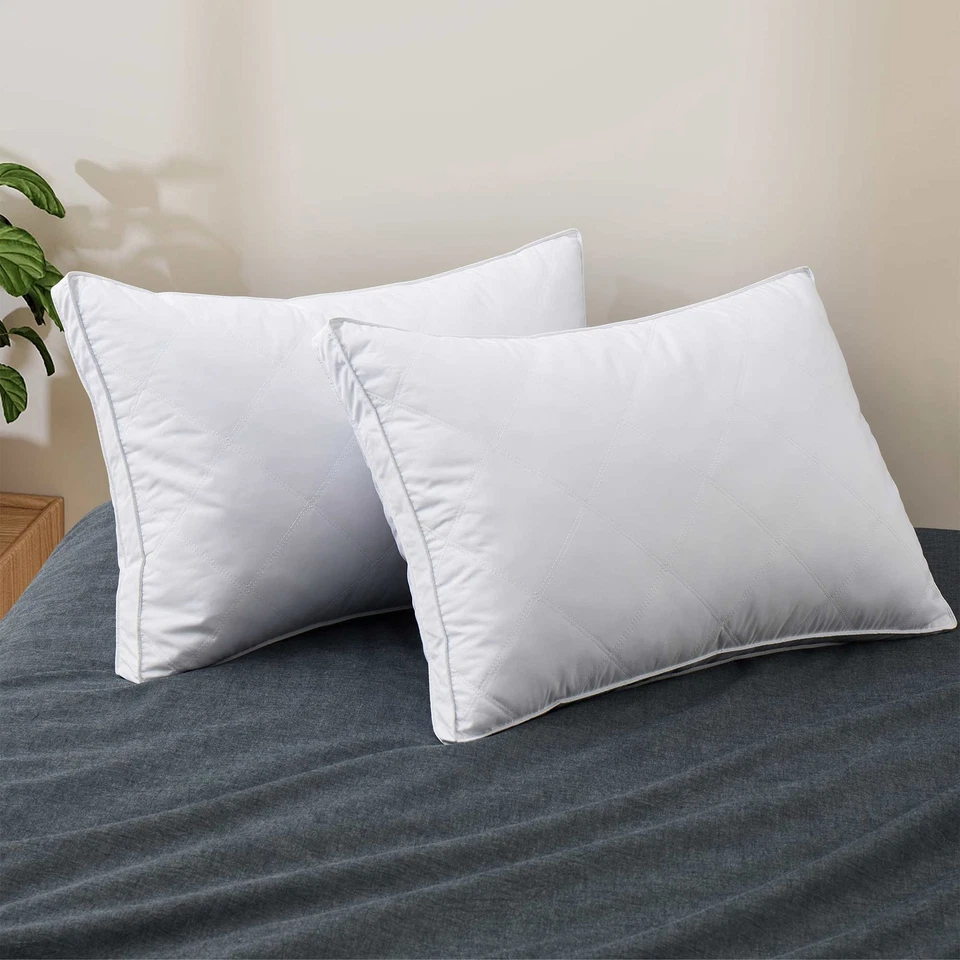 Juego de 2 almohadas de cama de plumas de ganso cubierta de piel de melocotón tamaño king o estándar Foto 2 de 4