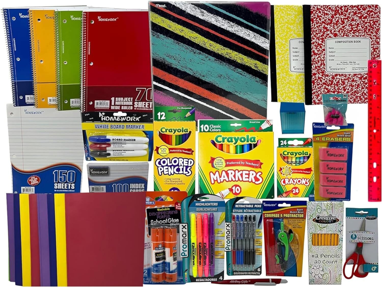 S L1600 School supplies bundle for elementary 3rd 4th 5th grade students