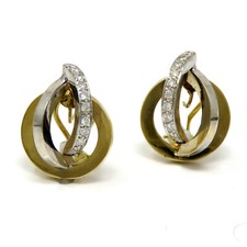 NYJEWEL David Stern 18k Two Tone Gold Diamond Special Design Omega Back Earrings