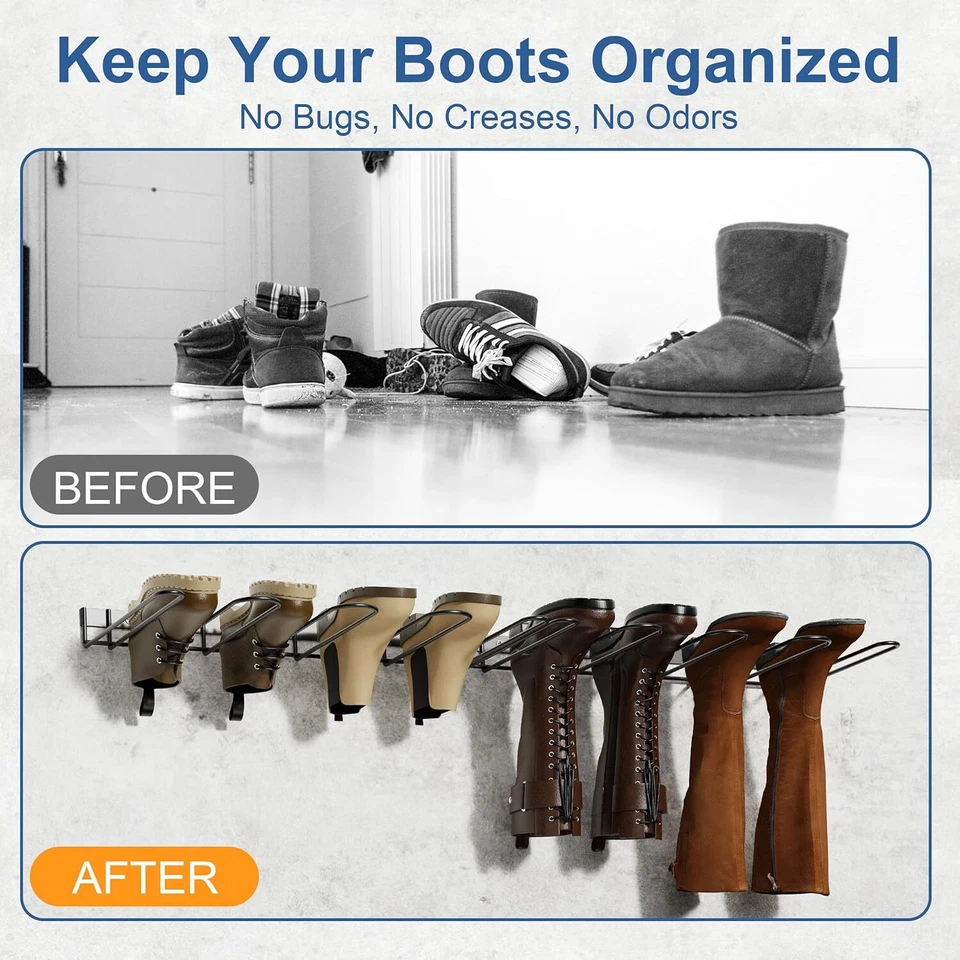 Zapatero colgante de metal resistente montado en la pared para botas altas, vaquero Foto 4 de 4