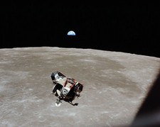 APOLLO 11 LUNAR MODULE, MOON AND EARTH 11x14 GLOSSY PHOTO PRINT