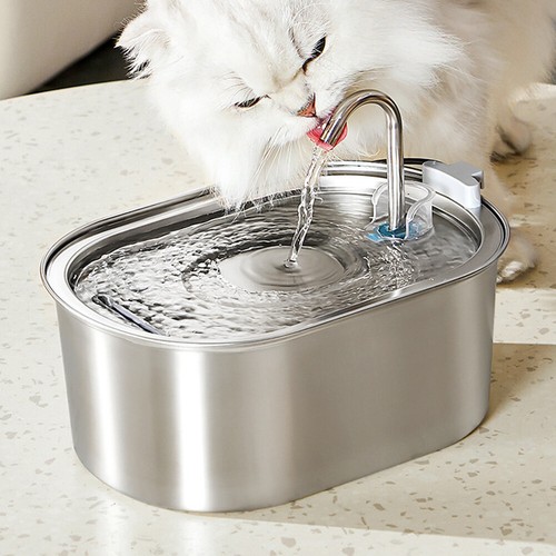 304 Stainless Steel Water Fountain Pet Dog Cat Drinking Dispenser Filter Feeder - Picture 2 of 17