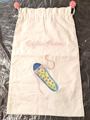 “Brighton Footwear” Fancy Embroidered Shoe Dust Cover Bag