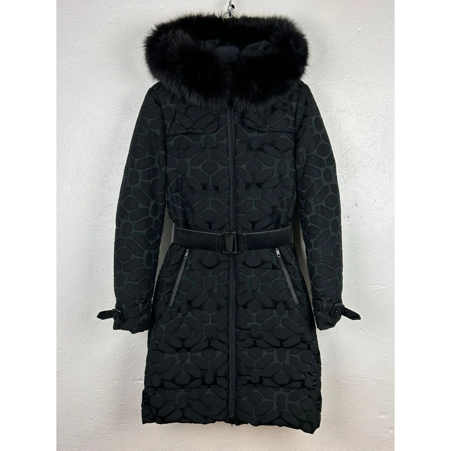 Burberry — Burberry London Blue Fox Fur Mallard Duck Down Parka Jacket Size US 4