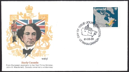 🍁Canada   #890     "1857  MAP OF CANADA"    Brand New  1981  Fleetwood Cover