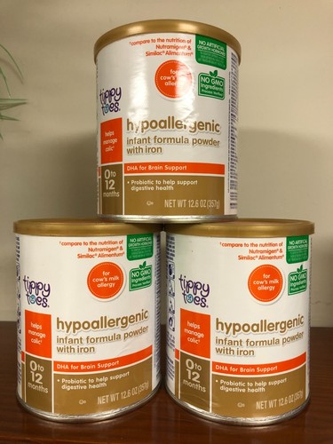 3 Cans Tippy Toes Hypoallergenic Infant Formula 12.6oz EXP 07/21/2025