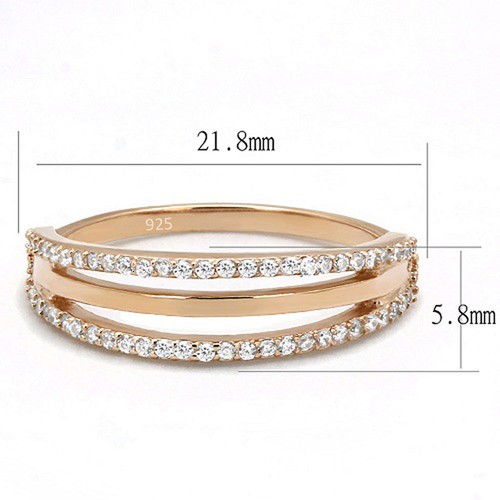 Bandas de plata esterlina 925 aniversario de boda oro rosa estilo eterno para mujer - Imagen 2 de 5