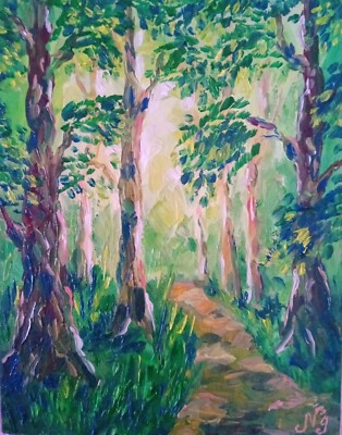 Sonniger Wald Ölgemälde Leinwand Wald Impressionist Kunst Original Kunst Gemälde