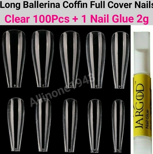100 pz bara ballerina lunga copertura completa artificiale false punte unghie pressa sulle unghie - Foto 9 di 12