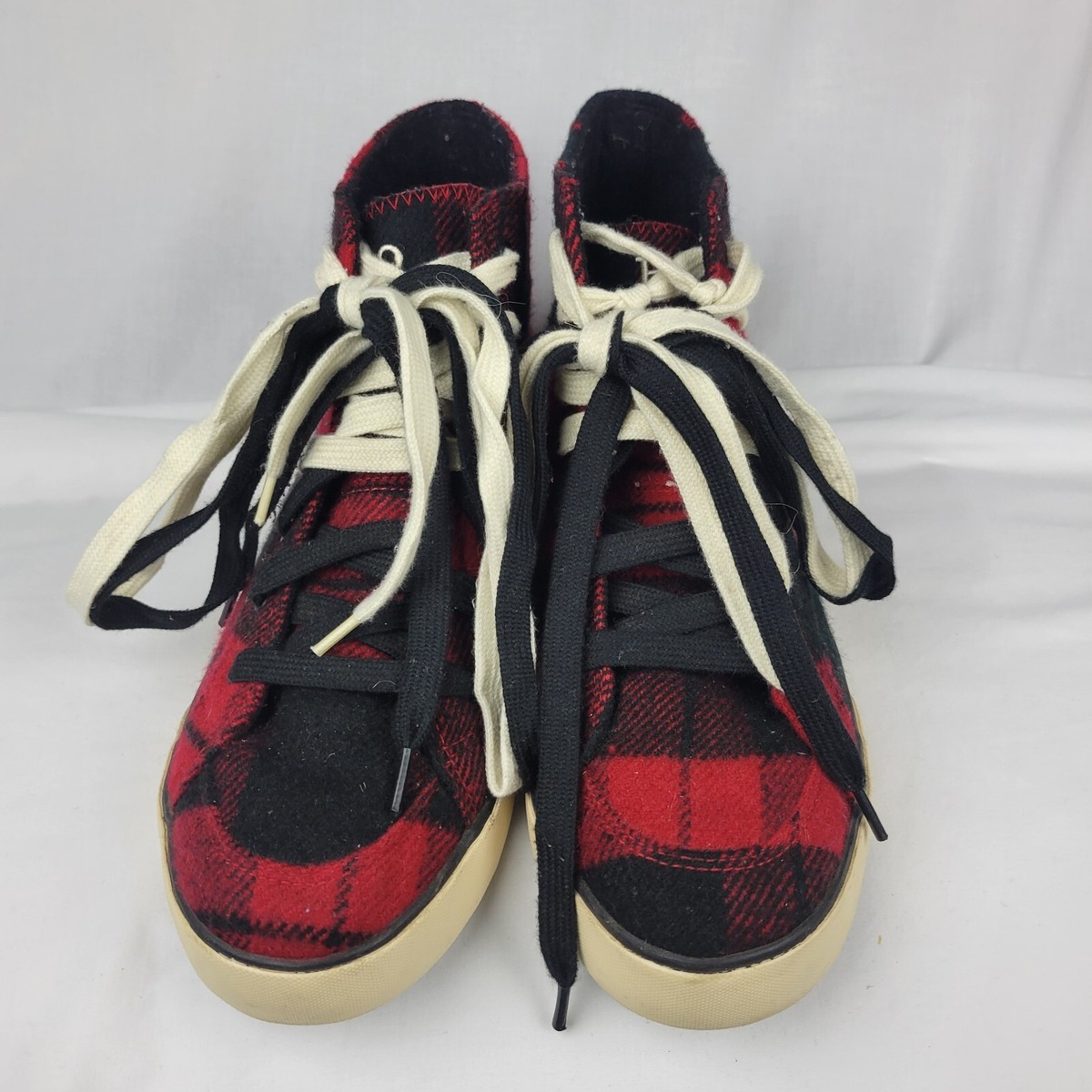 Polo Ralph Lauren Buffalo Plaid Flannel Hi Top Sneakers Pony Logo Mens 6.5 Polo Ralph Lauren Brown Tan Flannel Plaid Hi Top Pony Tennis  main image 4