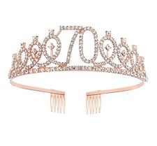 70th Tiara Crown : Birthday : Rose Gold : Rhinestone Appearance : VG