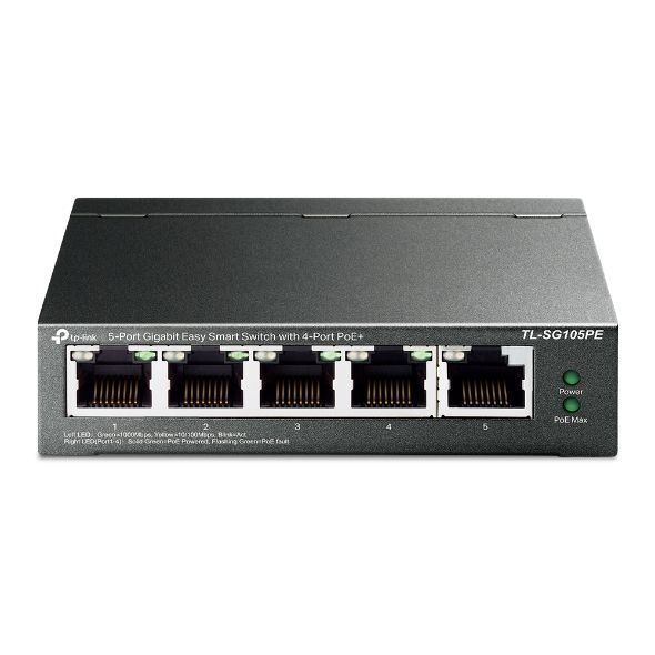12216181 Switch 5 port Gigabit con 4-Port PoE+ TP-Link TL-SG105PE