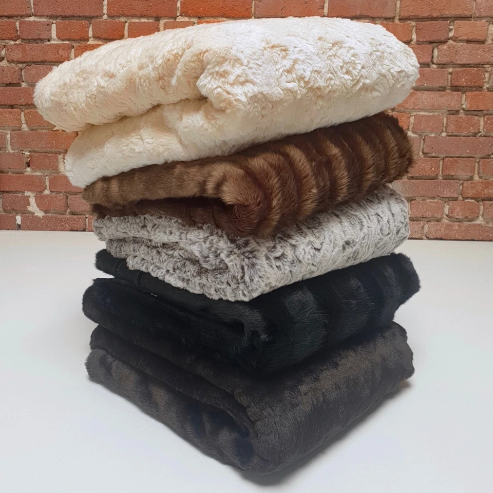 Webpelz Decke Zweiseitig Kunstfell Plüsch Stoff Kuscheldecke Warm - Bild 2 von 3