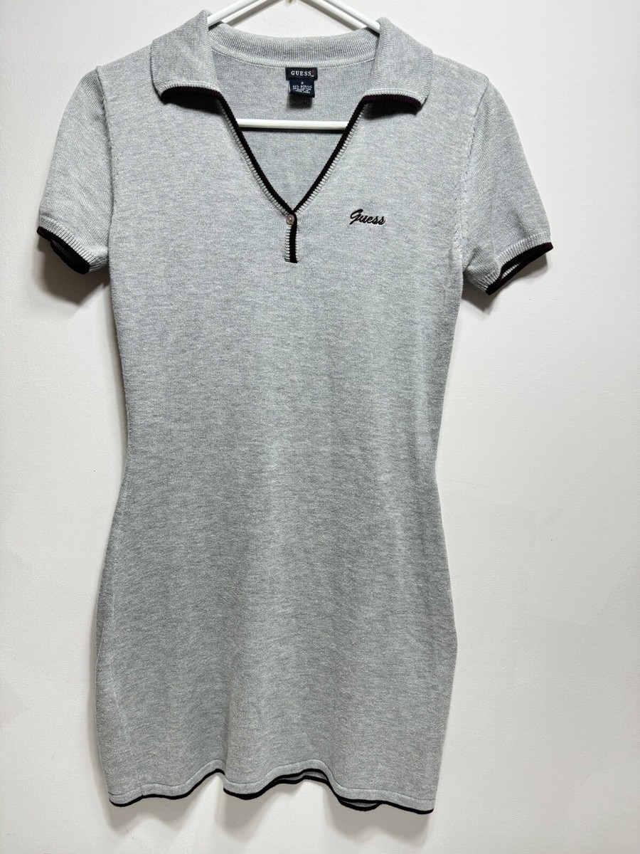 Guess Women Polo Dress Collared V-Neck Stretch Gray Burgundy Size S Fitted  Gir | eBay
