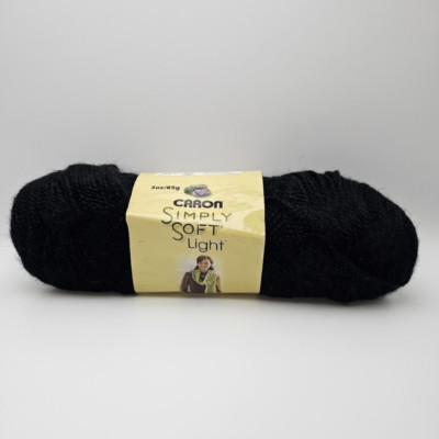 Caron Simply Soft Light Yarn Black  DK Weight 315 Yds Crochet Knit Sew
