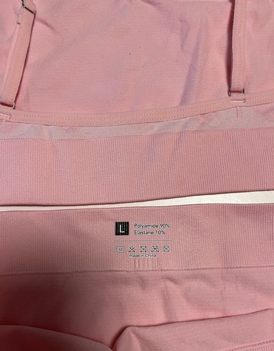 Women's Bra and Panty Lingerie Set, Pink, Size L, Textured Elastic - Picture 5 of 5