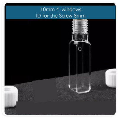Fluorescence Quartz Cuvette with Screw cap and Septum, 10mm, 4 windows 1/pack