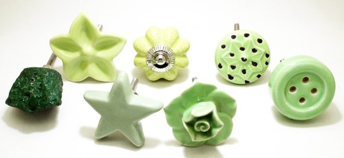 7 X Multi Design Ceramic & Resin Green Decorative Dresser Drawer/Door Knob Pull - Picture 2 of 8