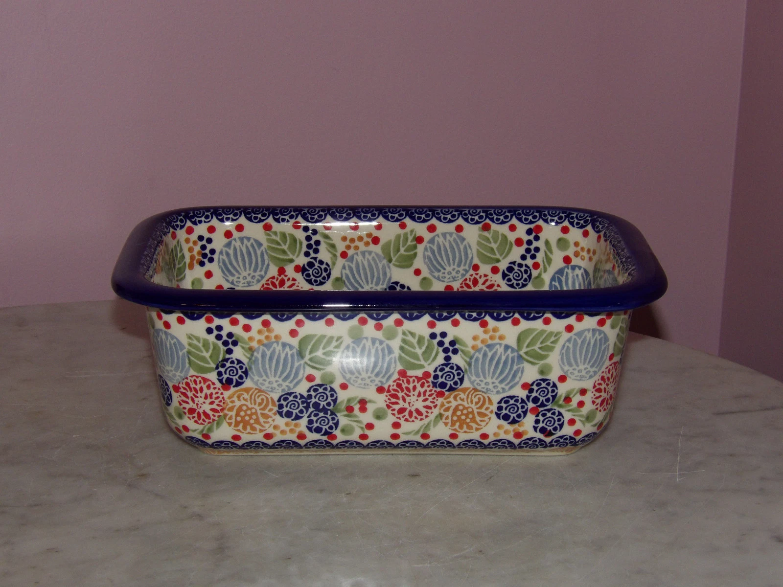Polish Pottery Loaf Pan! UNIKAT Signature Paper Lanterns Pattern!
Opens in a new window or tab
