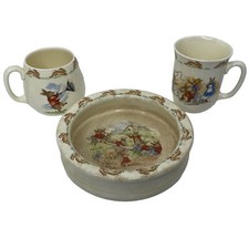 Set of 3 Vintage Royal Doulton Bunnykins Fine China Baby Plate/Bowl 2 Mugs