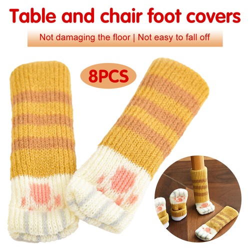 8 Yellow Chair Leg Socks Floor Protectors For Hardwood Tiles Furniture Pads Set