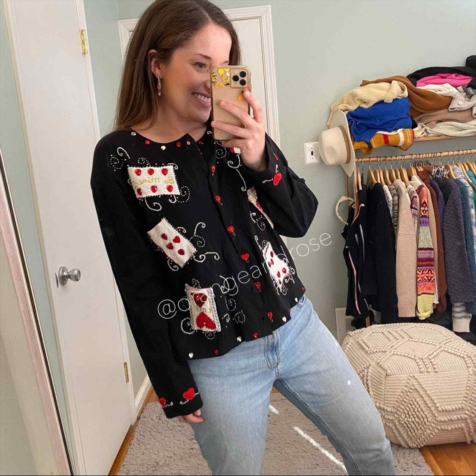 Black Rare Valentines Day Cardigan Top 