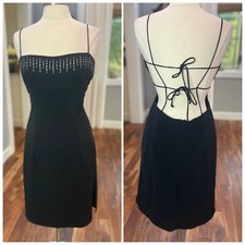 vintage 90s little black dress backless size 11-12 cocktail formal